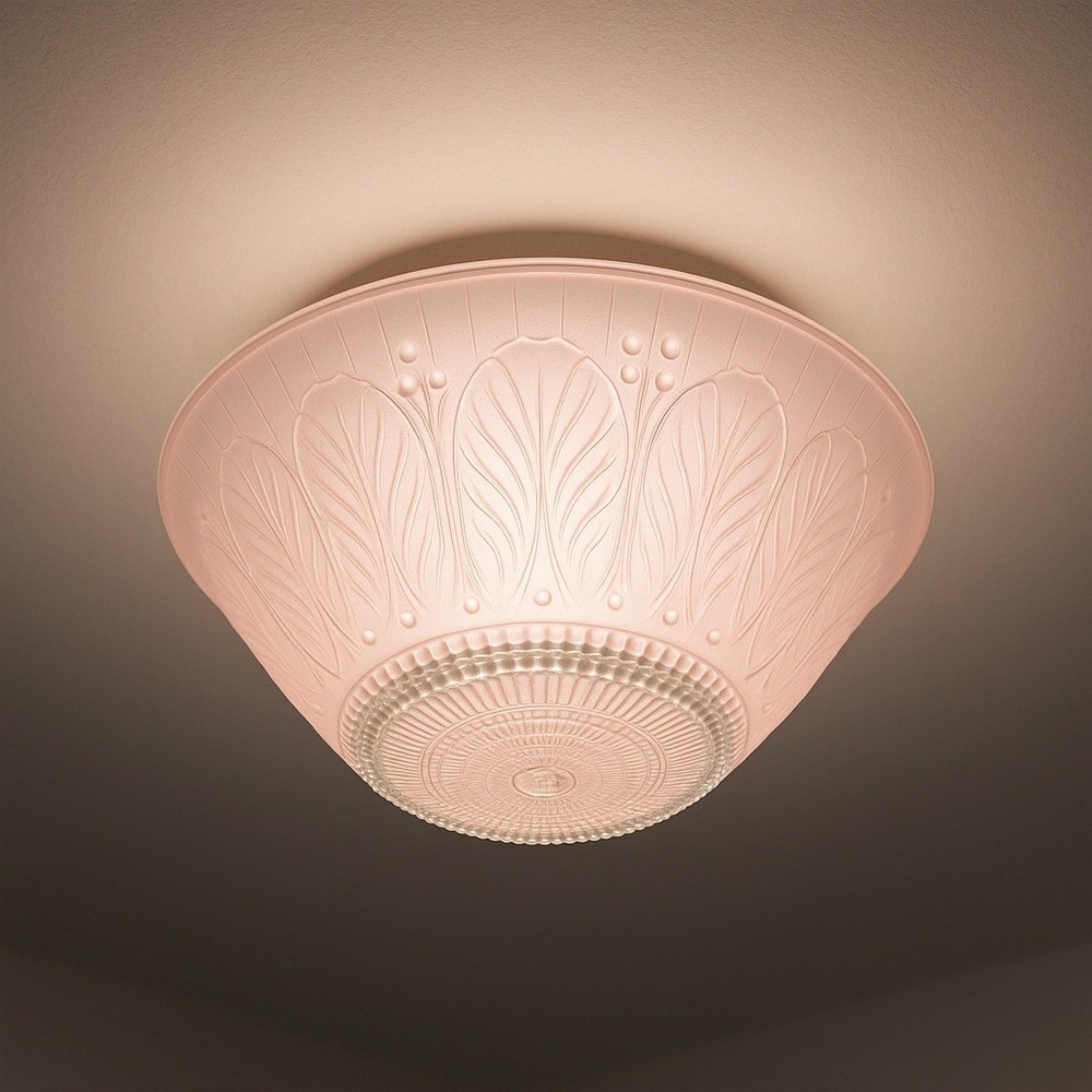 Vintage Art Deco Pink Glass Light Fixture Ceiling Cover 3 Hole Floral Whimsy 10"
